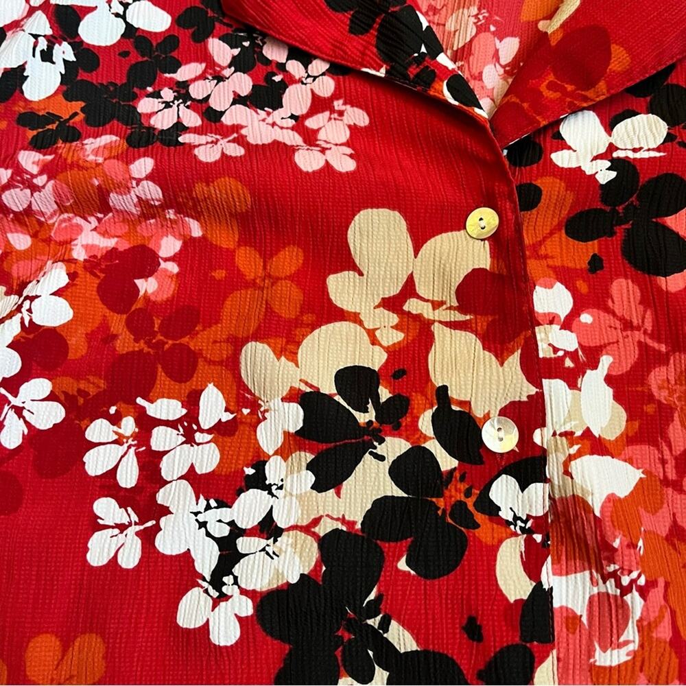 Alfred Dunner Floral Button Down Red Shirt Short Sleeve Vintage Women’s 20 - Picture 2 of 7